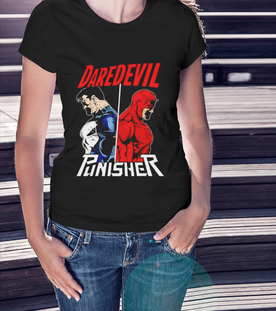 Daredevil Punisher Split Silhouette Marvel Characters T-Shirt