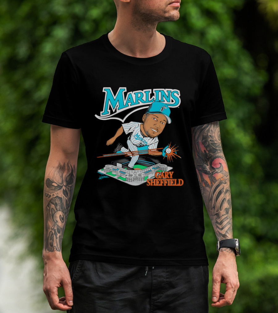 Florida Marlins Gary Sheffield Caricature Baseball MLB Player T-Shirt