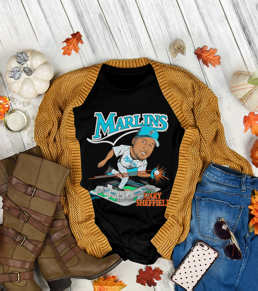 Florida Marlins Gary Sheffield Caricature Baseball MLB Player T-Shirt