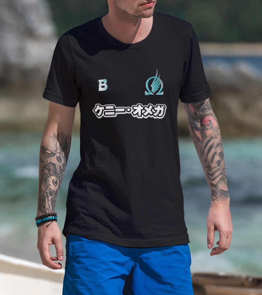 Kenny Omega B Winged Omega Blue Kanji T-Shirt