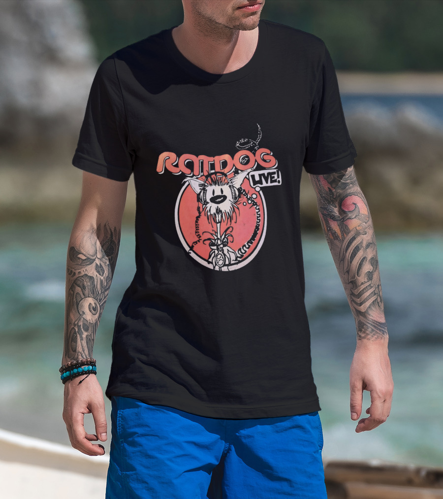 Ratdog Live Cartoon Character With Headphones And Tail T-Shirt