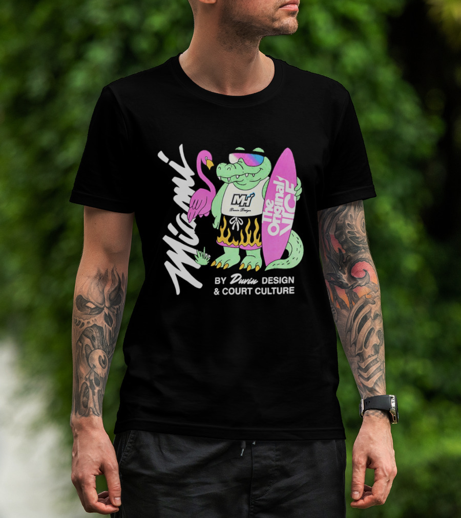 Miami Gator Flamingo Vibe The Original Vice By Dunin Court Culture T-Shirt