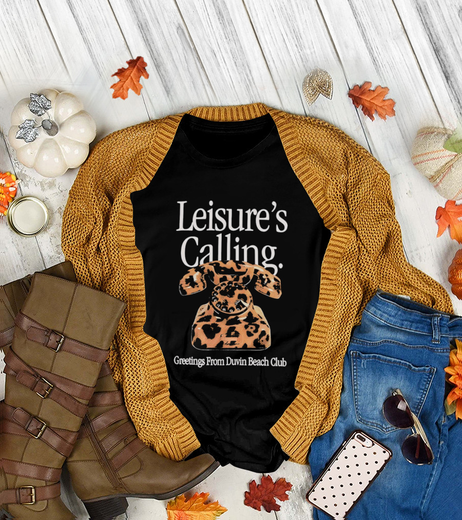 Greetings from Duvin Beach Club Leisure's Calling Retro Telephone T-Shirt