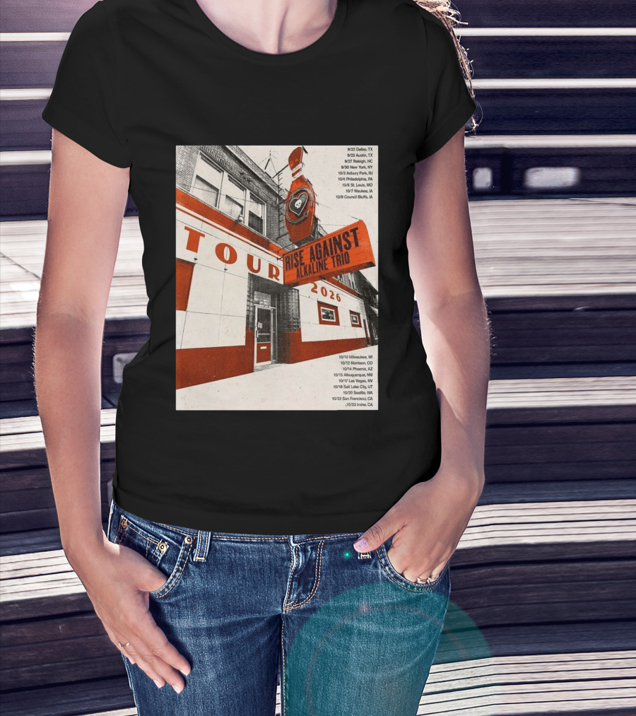 Rise Against Alkaline Trio Tour 2026 North America Dates Dallas Austin Chicago Seattle T-Shirt