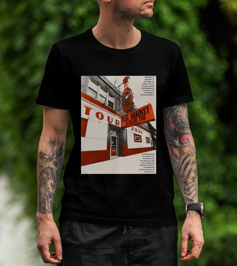 Rise Against Alkaline Trio Tour 2026 North America Dates Dallas Austin Chicago Seattle T-Shirt