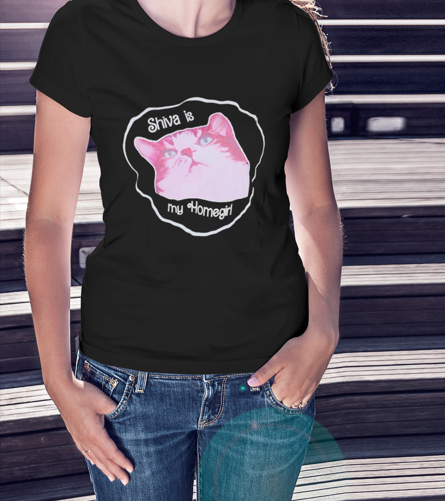 Shiva Is My Homegirl Pink Cat Face T-Shirt