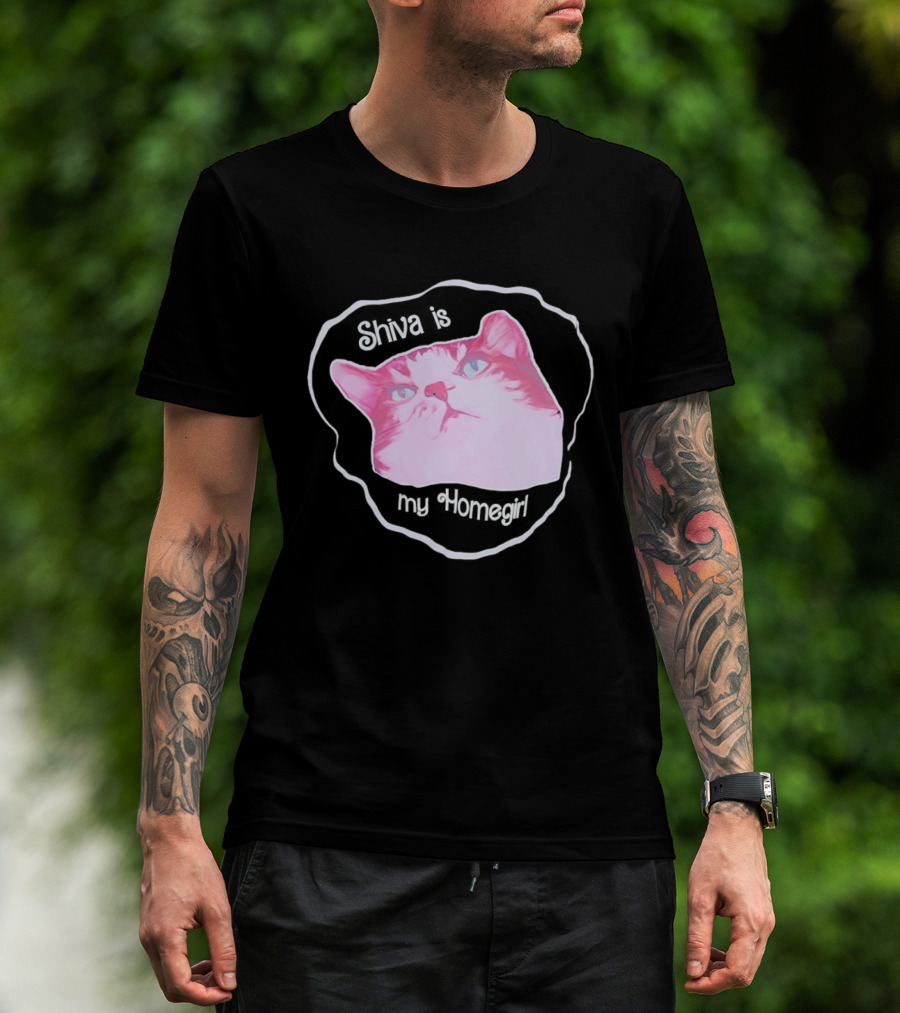 Shiva Is My Homegirl Pink Cat Face T-Shirt