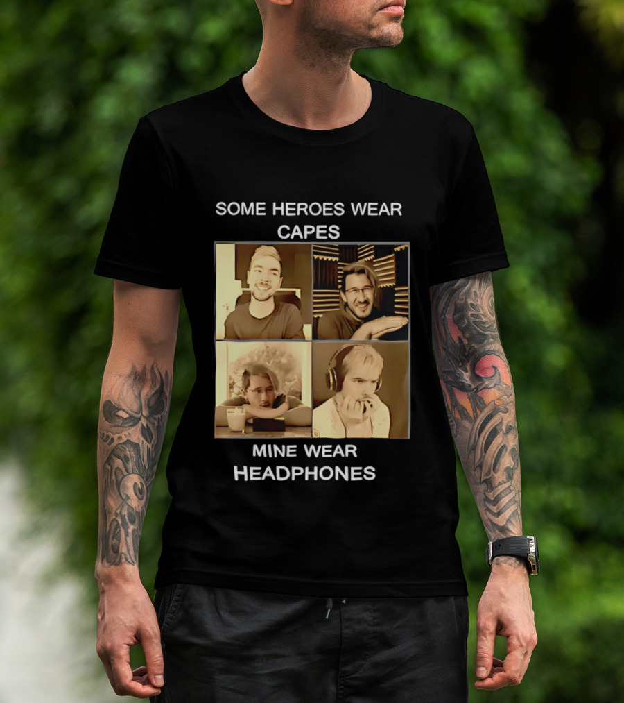 Some Heroes Wear Capes Mine Wear Headphones Retro Style Gamer T-Shirt
