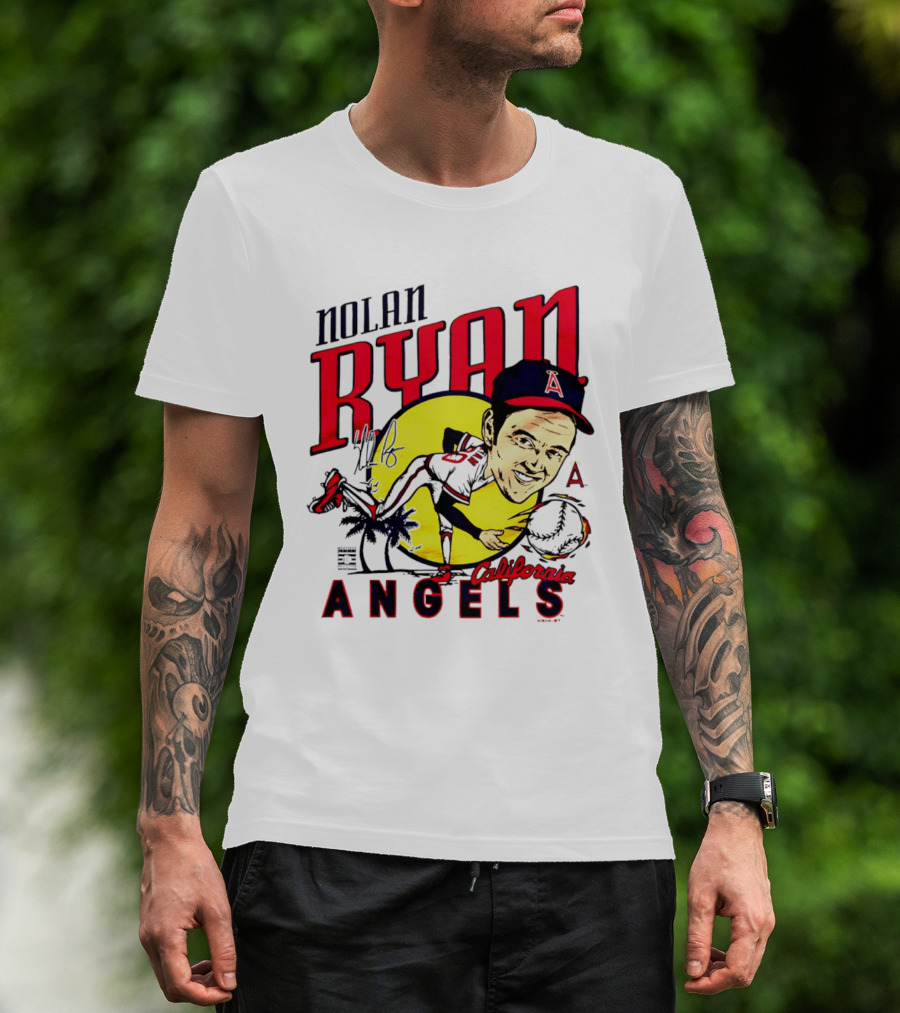 Nolan Ryan California Angels Caricature T-Shirt