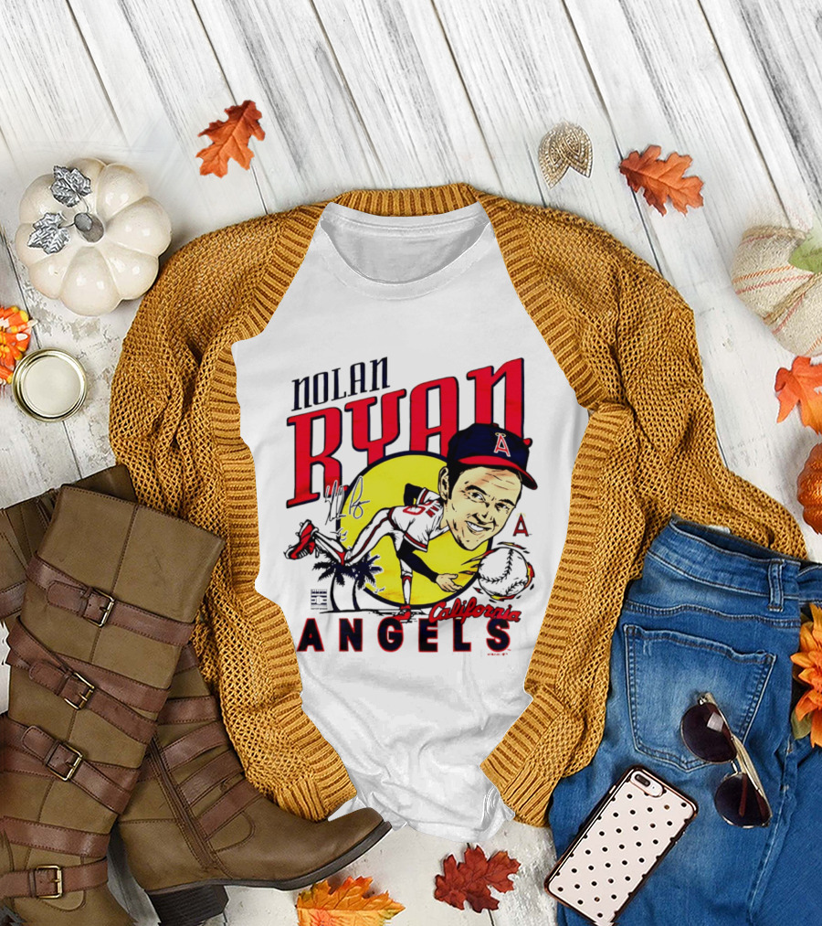 Nolan Ryan California Angels Caricature T-Shirt
