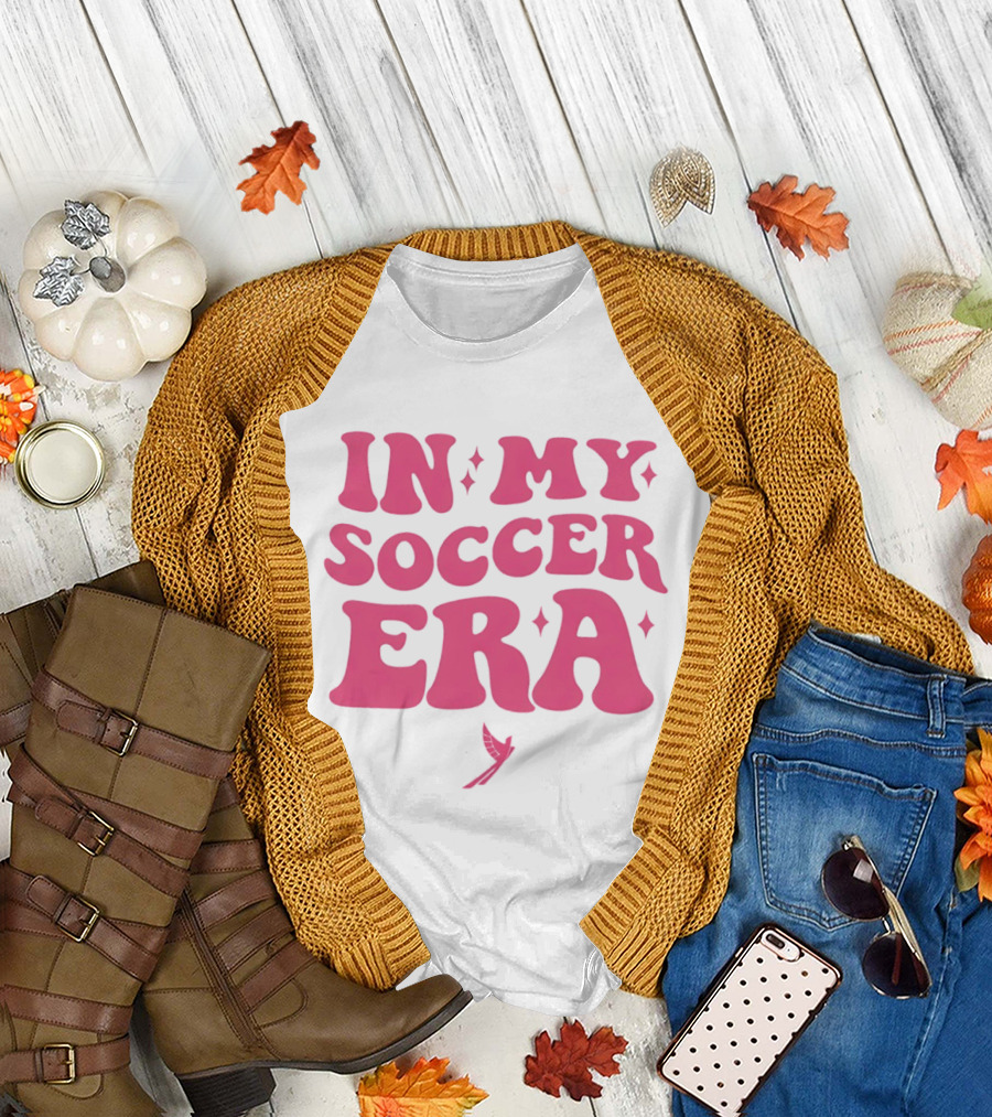 In My Soccer Era Vintage Pink Style with Stars and Winged Motif T-Shirt