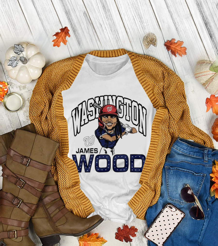 Washington Nationals James Wood MLB Baseball Caricature T-Shirt