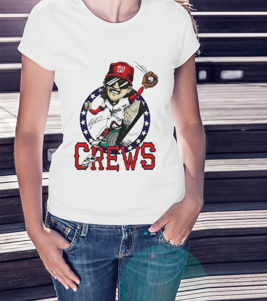 Dylan Crews Washington Nationals MLB Caricature With Baseball Glove And Cap T-Shirt
