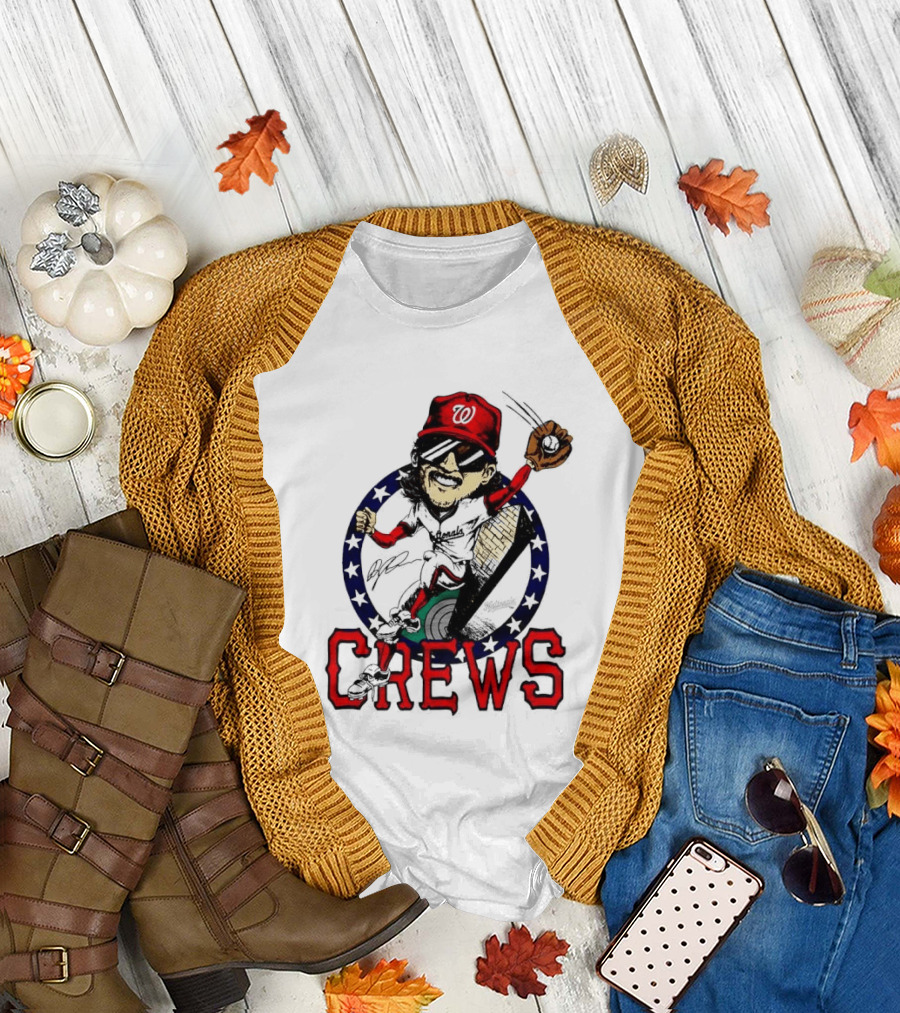 Dylan Crews Washington Nationals MLB Caricature with Baseball Glove and Cap T-Shirt