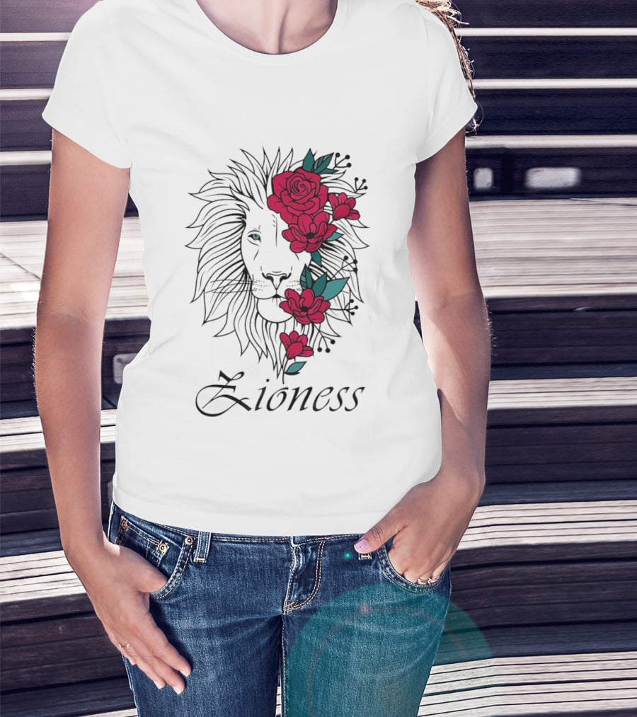 Lion Head Rose Lioness Zioness T-Shirt