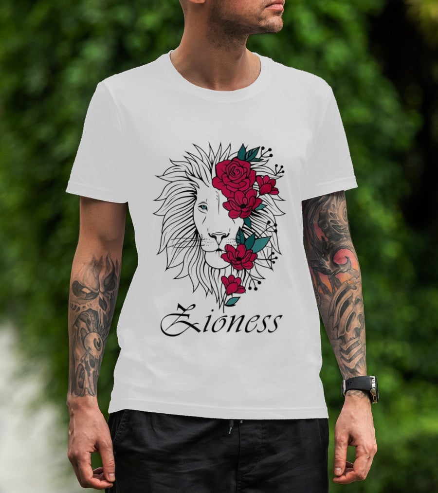 Lion Head Rose Lioness Zioness T-Shirt