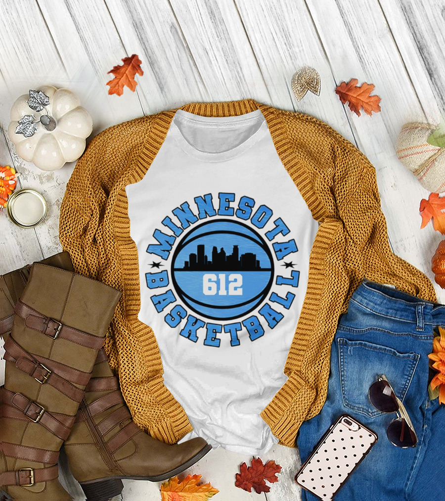 Minnesota Basketball 612 City Skyline T-Shirt