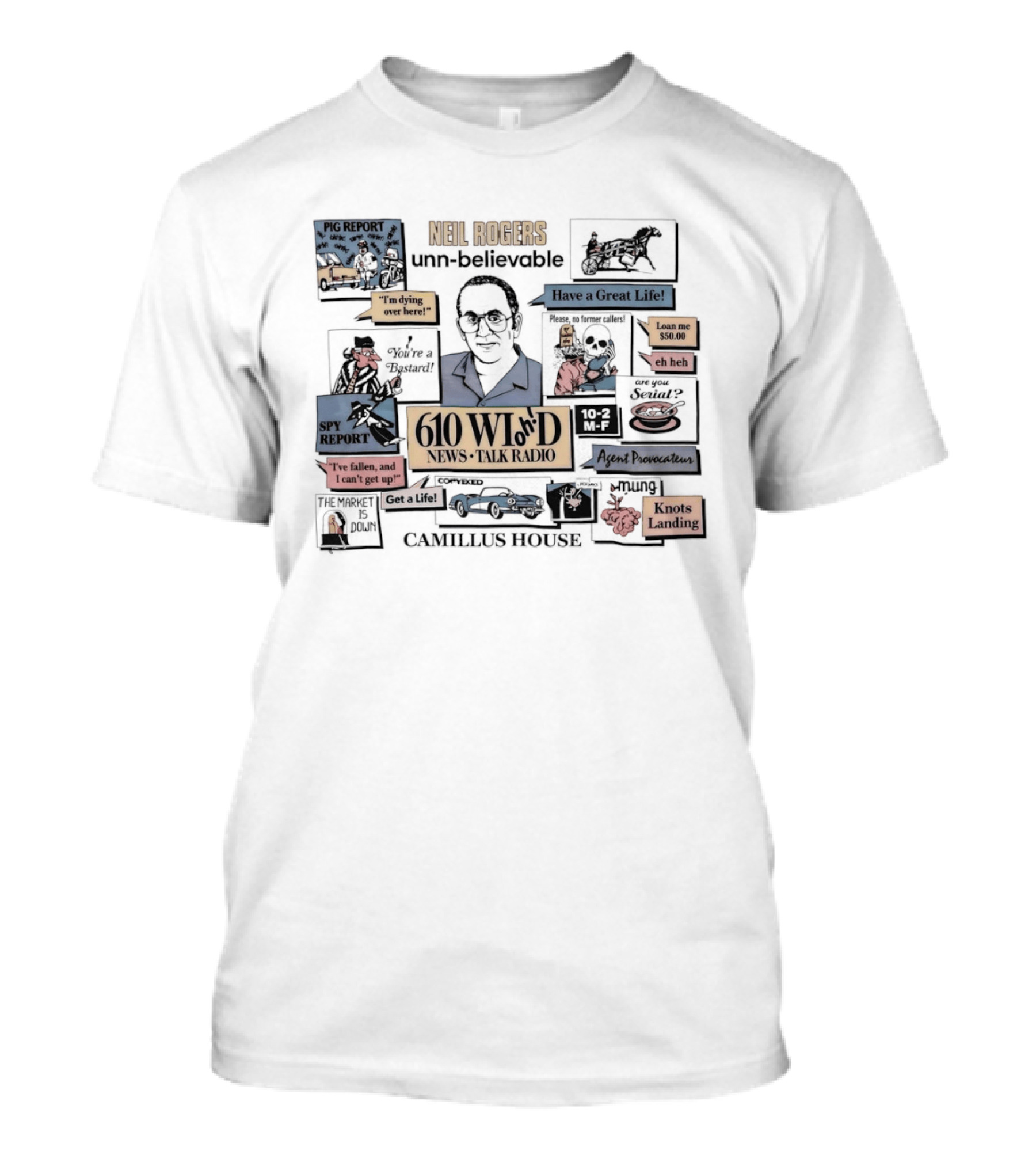 Neil Rogers Unn Believable 610 WIOD News Talk Radio Camillus House Knots Landing Jolly Jamaican T-Shirt