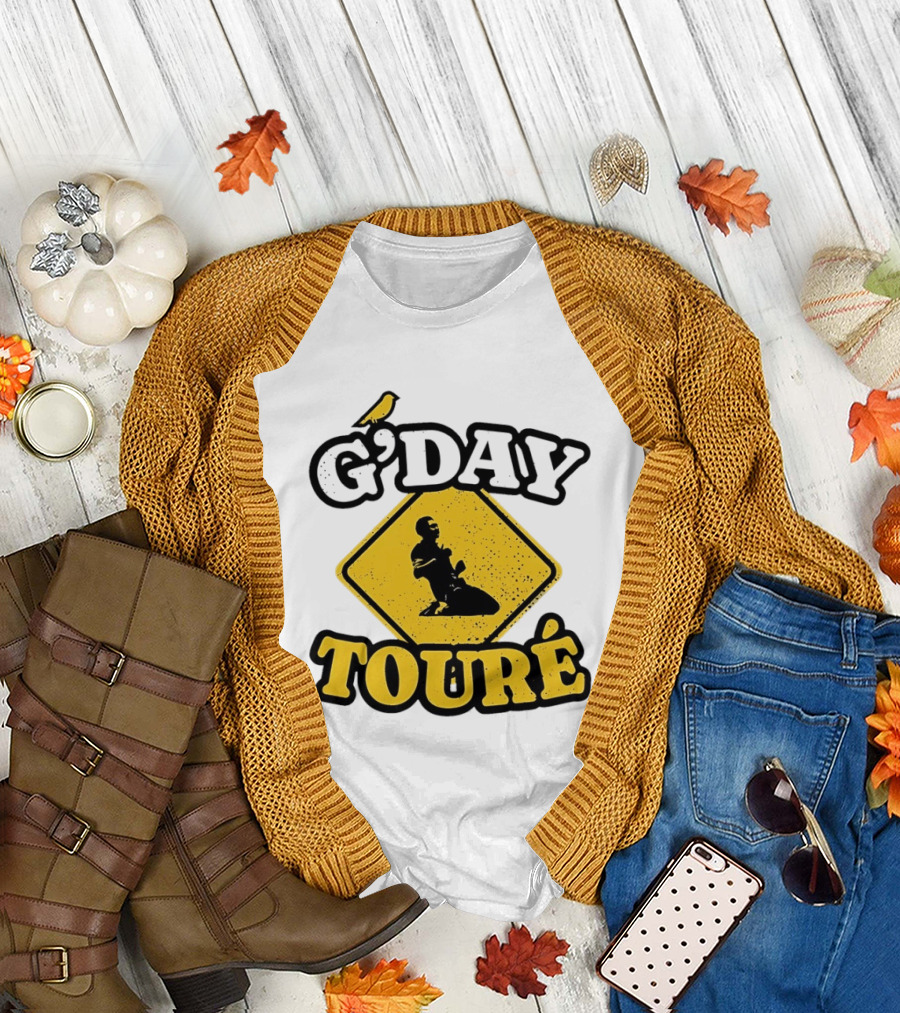G'Day Toure Yellow Sign Kneeling Silhouette Bird T-Shirt