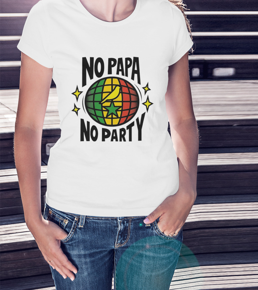 No Papa No Party Bird Star Globe Jamaican T-Shirt