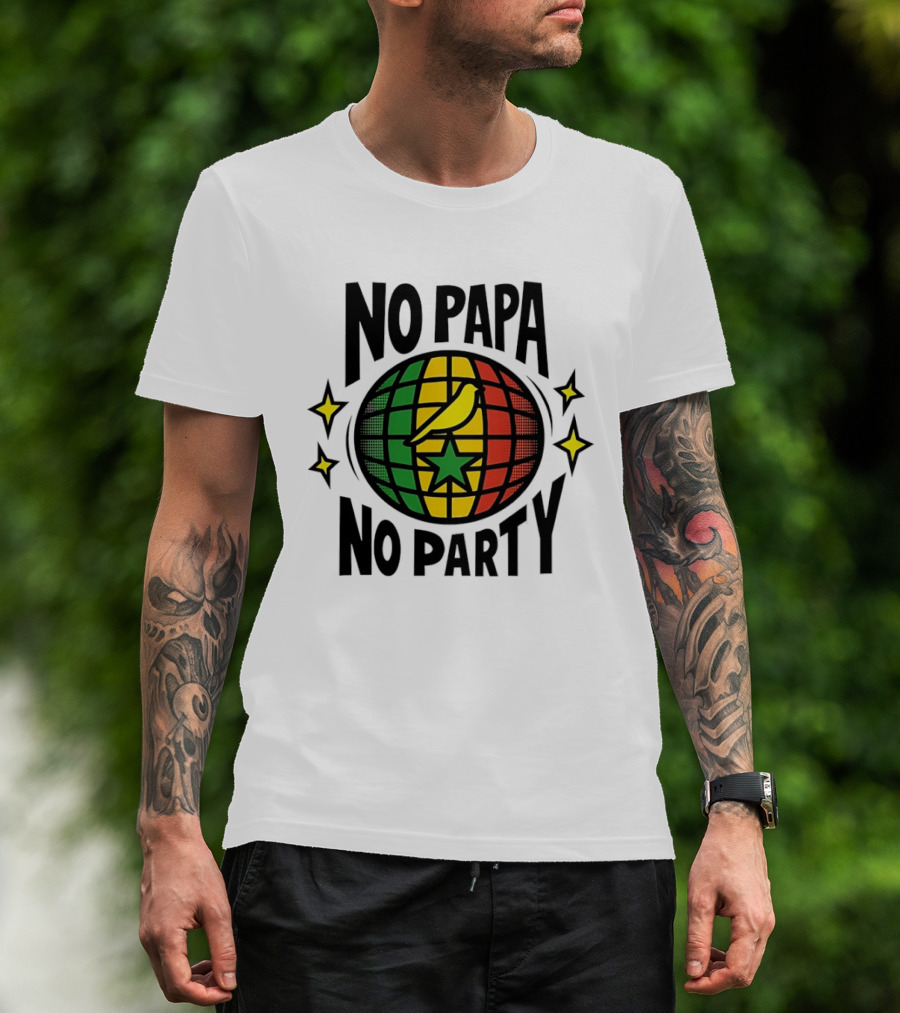 No Papa No Party Bird Star Globe Jamaican T-Shirt