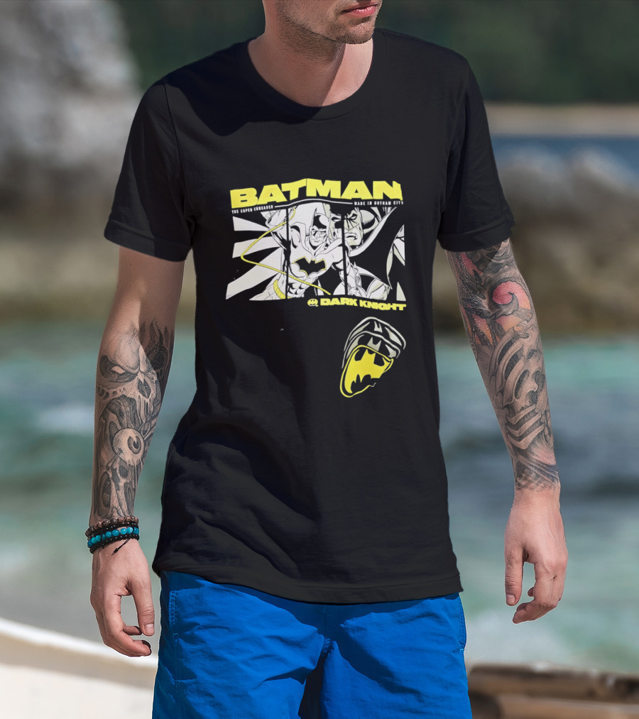Batman Dark Knight Yellow Caped Crusader Montage T-Shirt