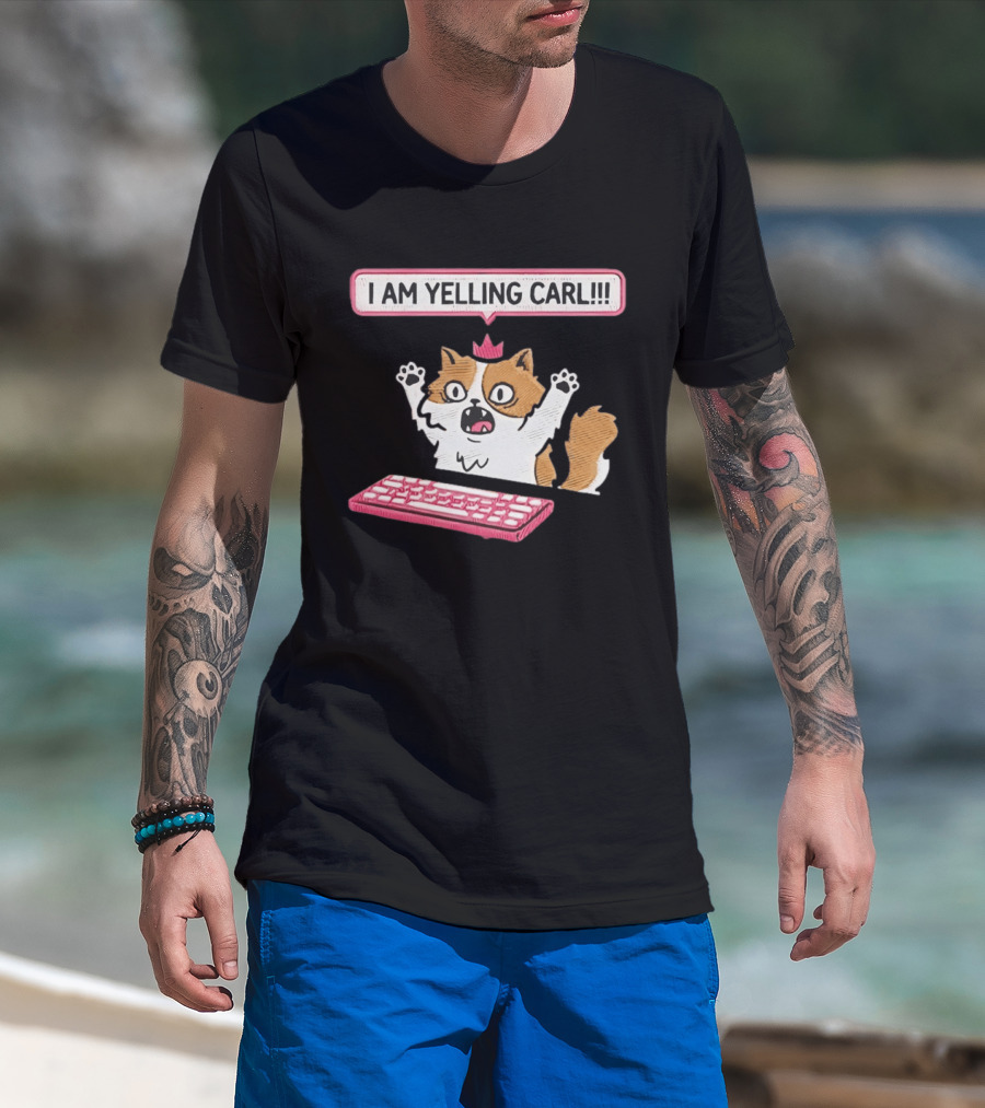 Cat Princess Donut I Am Yelling Carl Keyboard T-Shirt