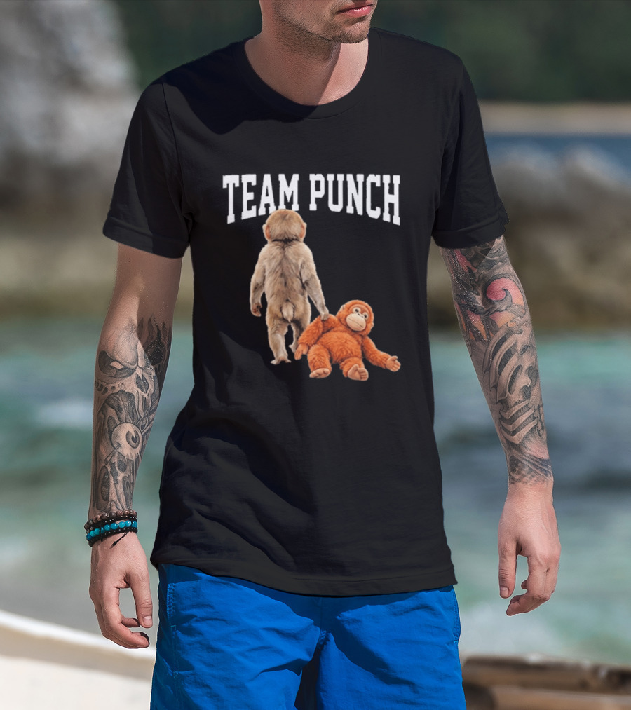 Team Punch Viral Monkey Stuffed Toy Fun T-Shirt