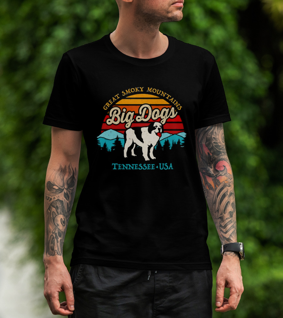 Great Smoky Mountains Big Dogs Tennessee USA Sunset Dog T-Shirt