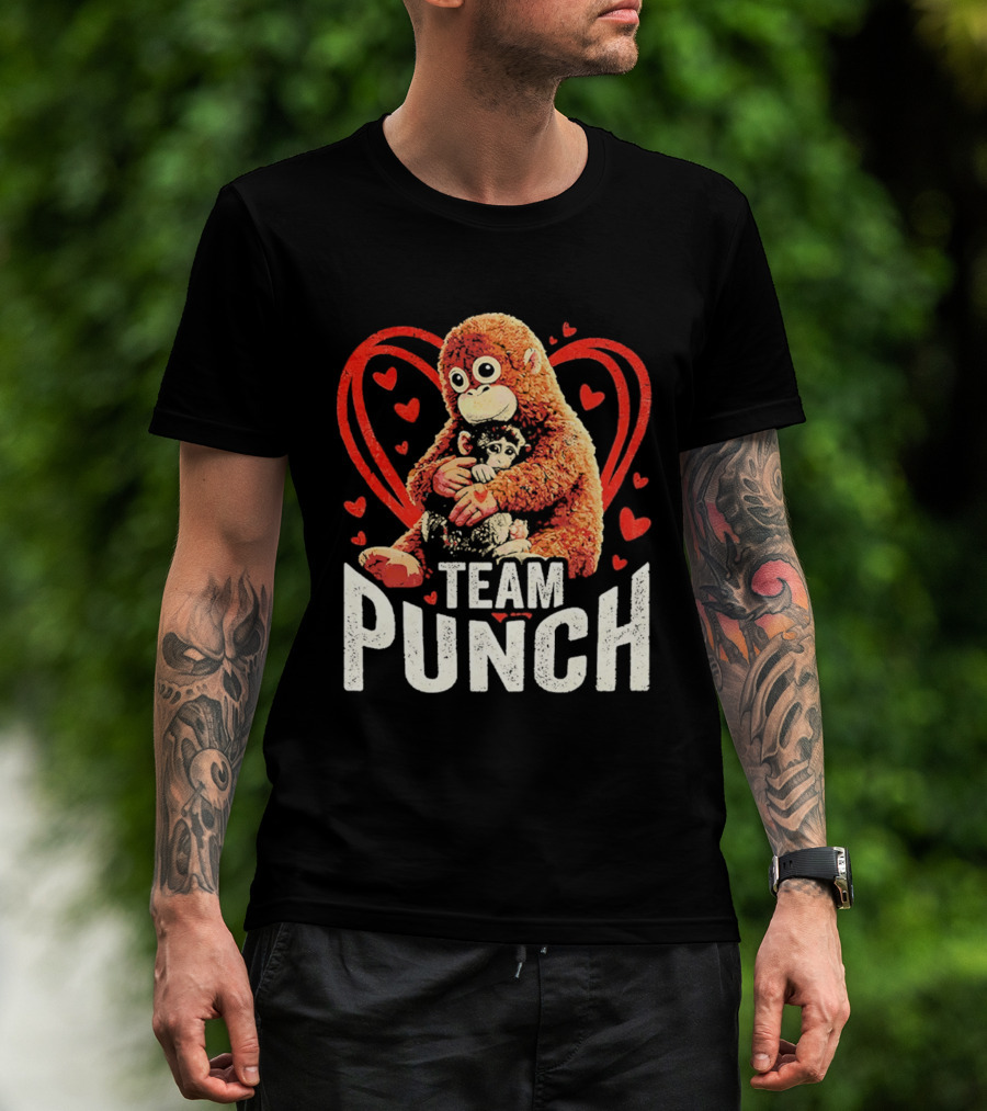Team Punch Monkey Heart Loving Hug T-Shirt