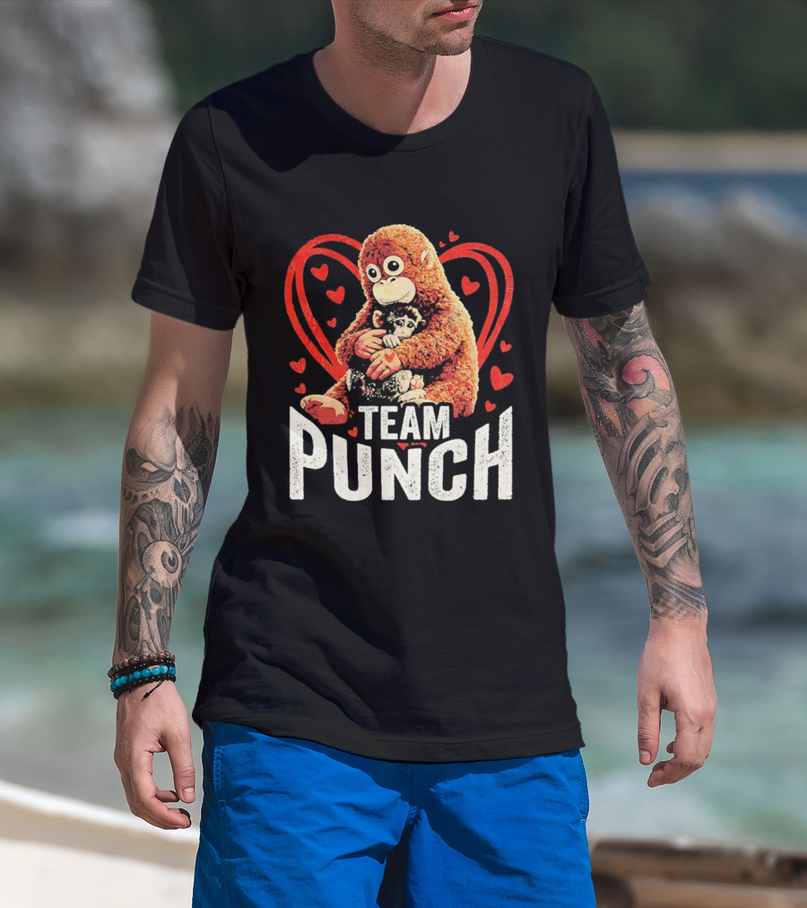Team Punch Monkey Heart Loving Hug T-Shirt