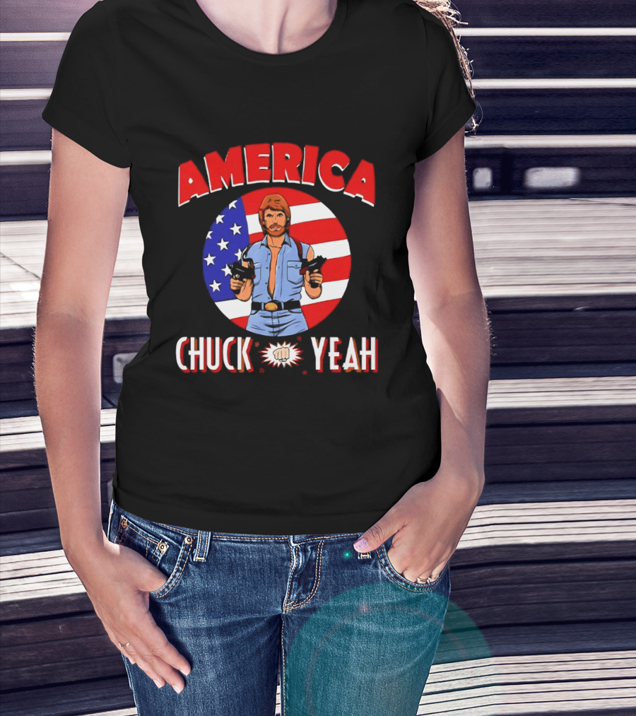 America Chuck Yeah Chuck Norris USA Flag T-Shirt