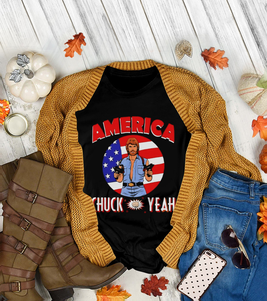 America Chuck Yeah Chuck Norris USA Flag T-Shirt