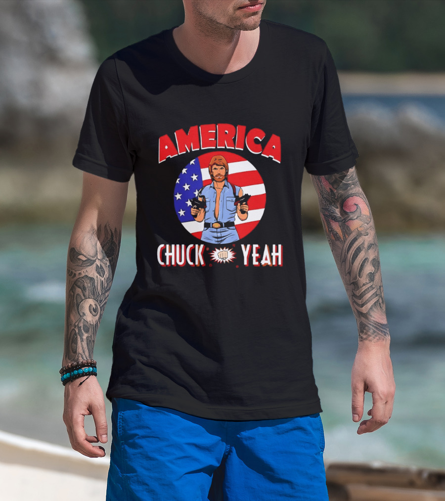 America Chuck Yeah Chuck Norris USA Flag T-Shirt