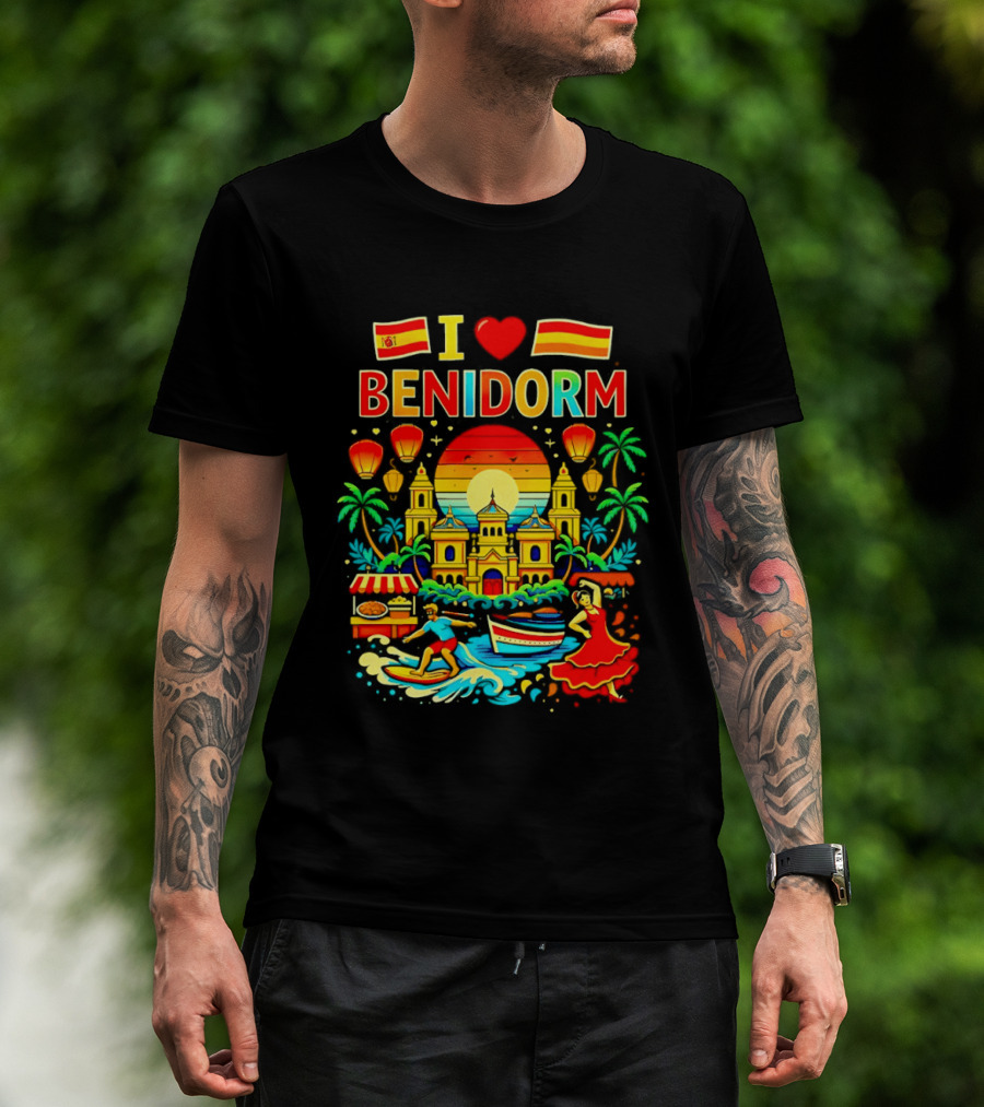 I Love Benidorm Spain Beach And Flamenco Celebration T-Shirt