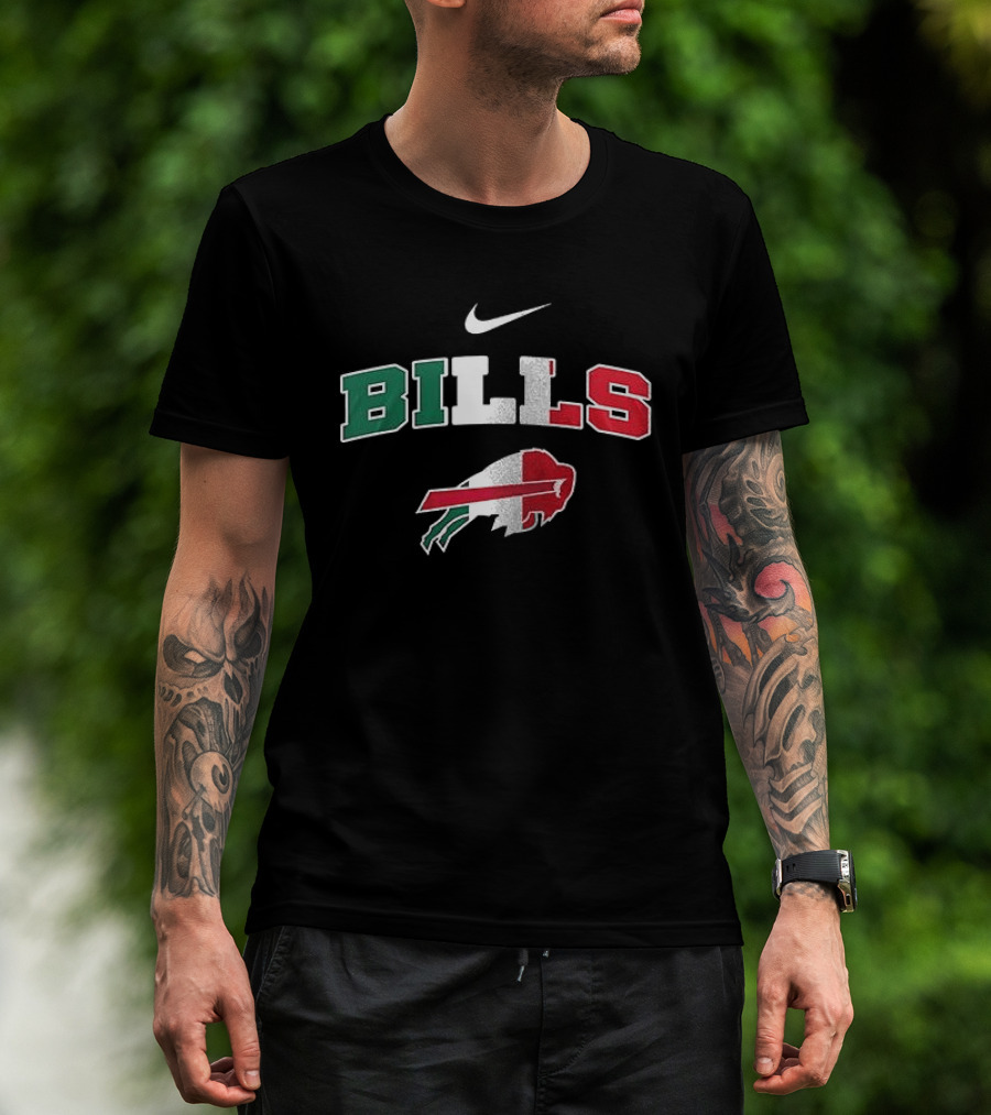 Nike Buffalo Bills Italia Green White Red Football Fan T-Shirt