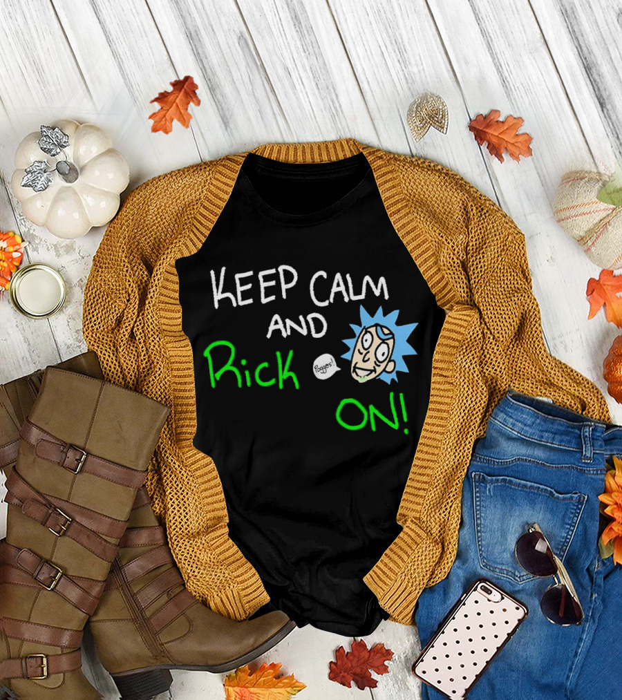 Keep Calm And Rick On Funny Cartoon T-Shirt