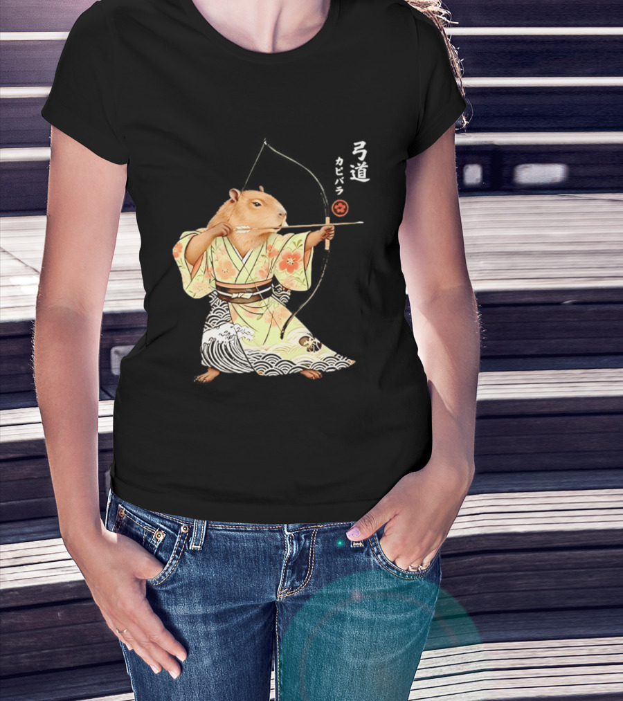 Capybara Kyudo Samurai Archery Japanese Animal T-Shirt