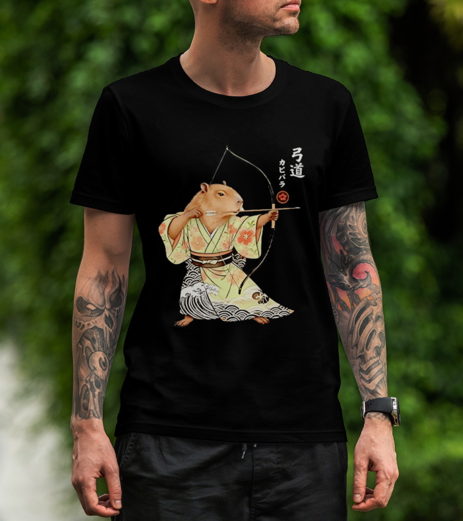 Capybara Kyudo Samurai Archery Japanese Animal T-Shirt