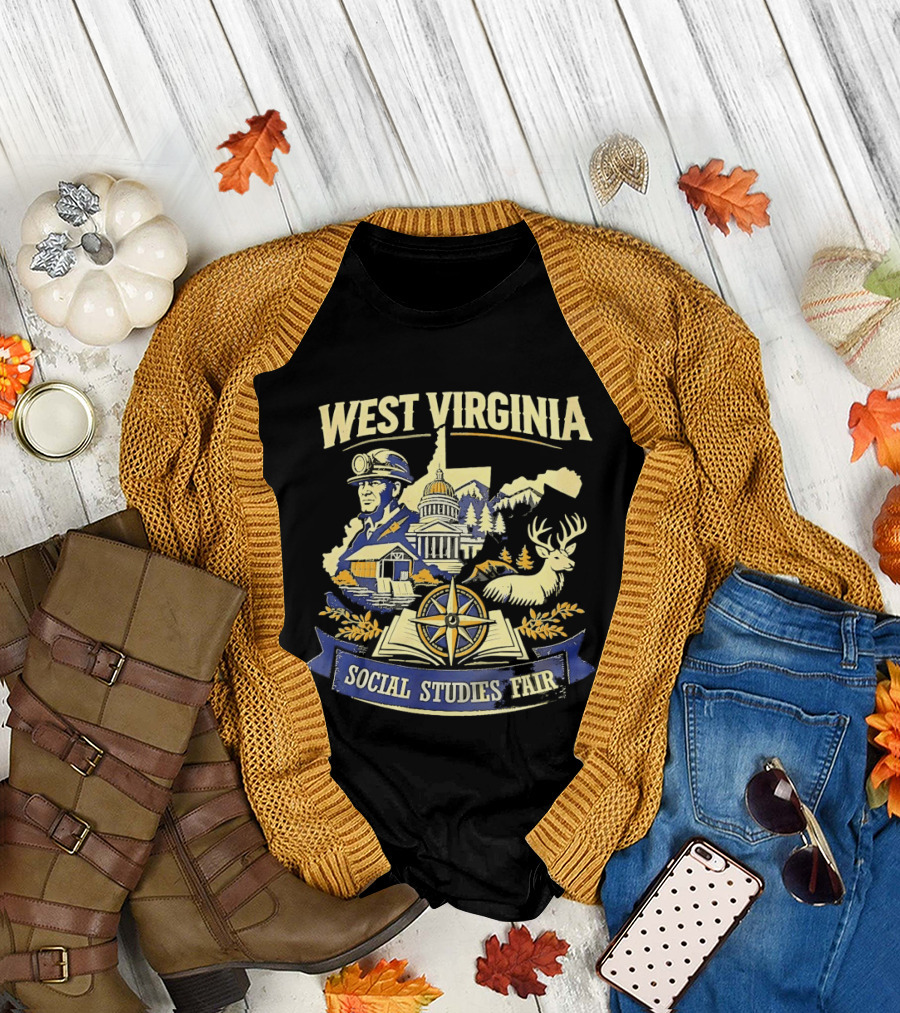 West Virginia Social Studies Fair Explorer Heritage Compass Deer Event T-Shirt
