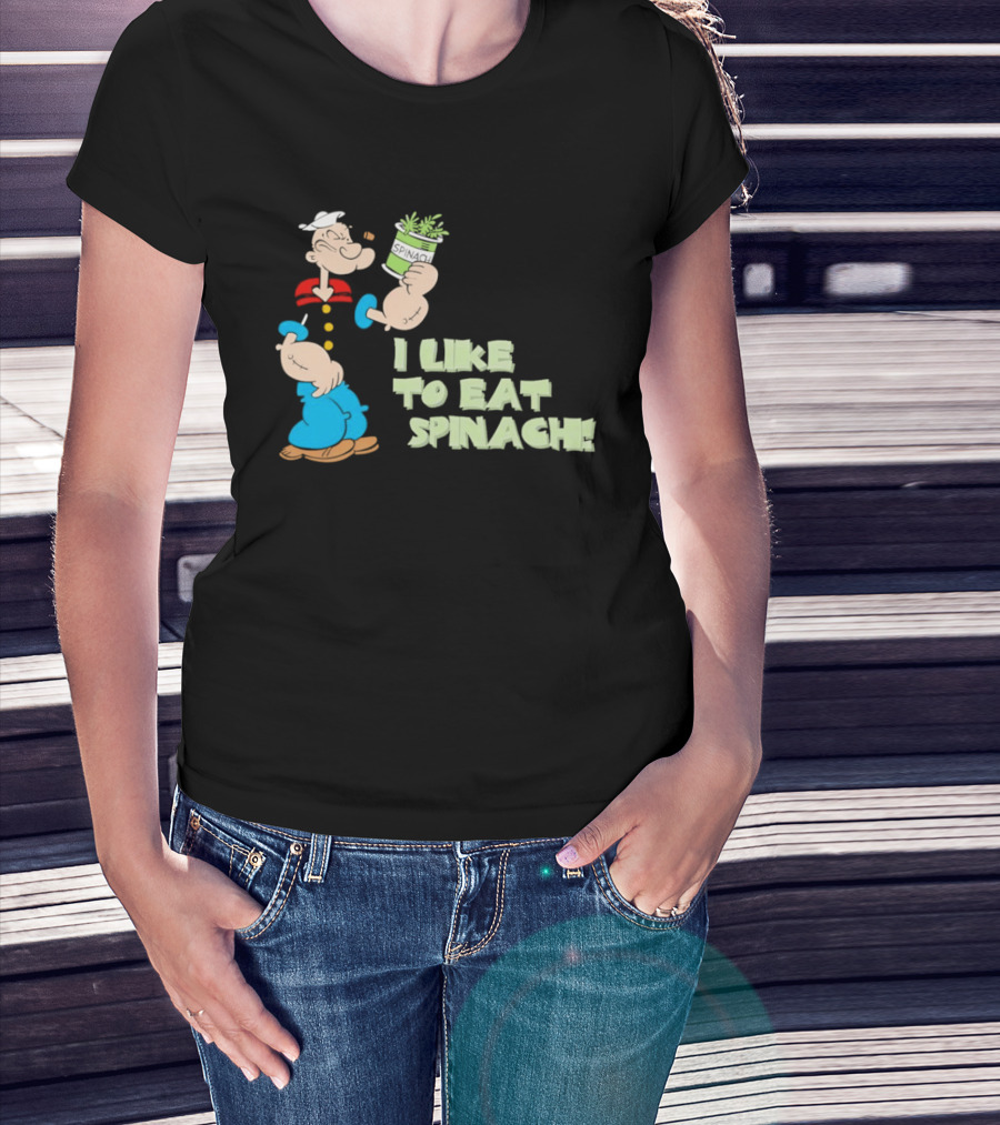 Popeye I Like To Eat Spinach Cartoon Character Eating Vegetables T-Shirt