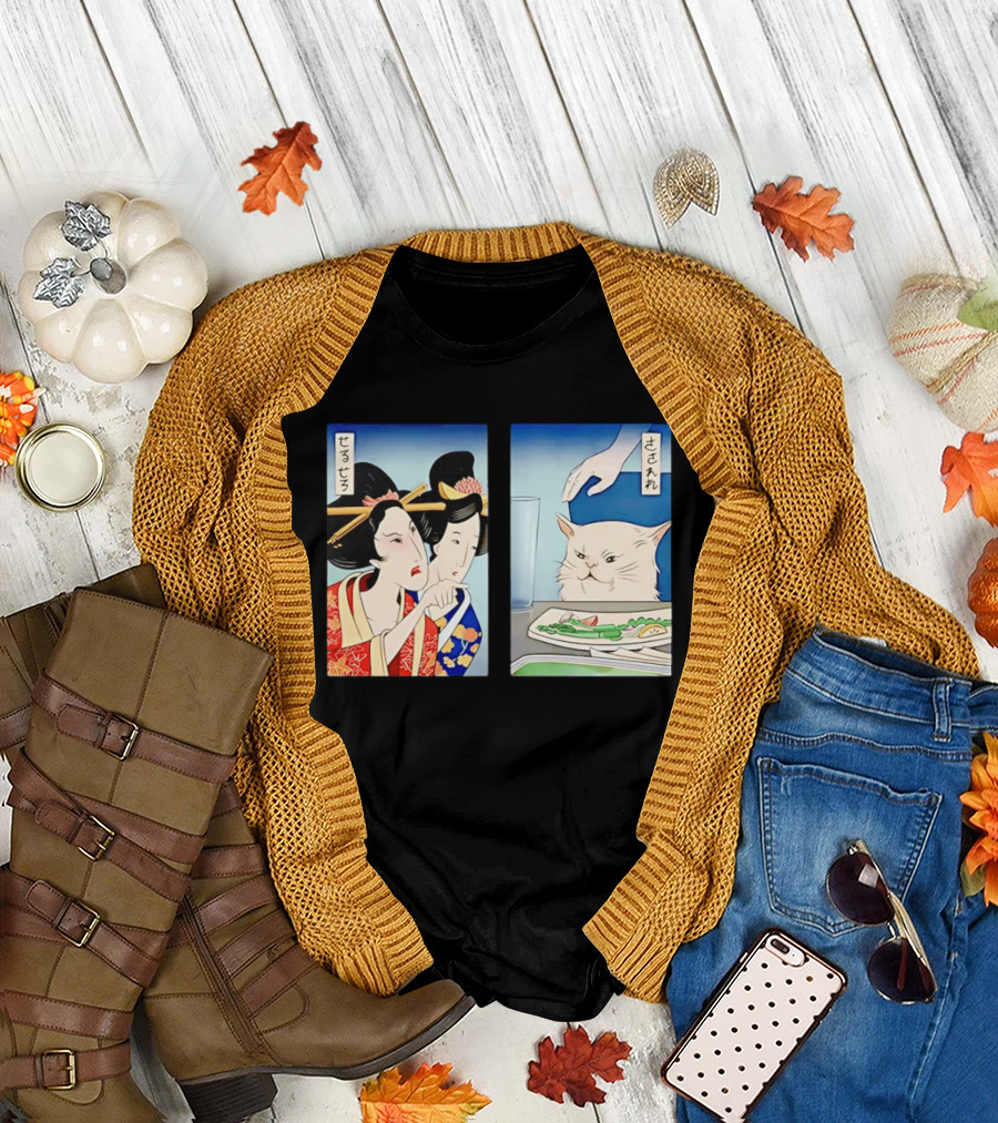 Woman Yelling at a Cat Ukiyo e Meme Japanese T-Shirt