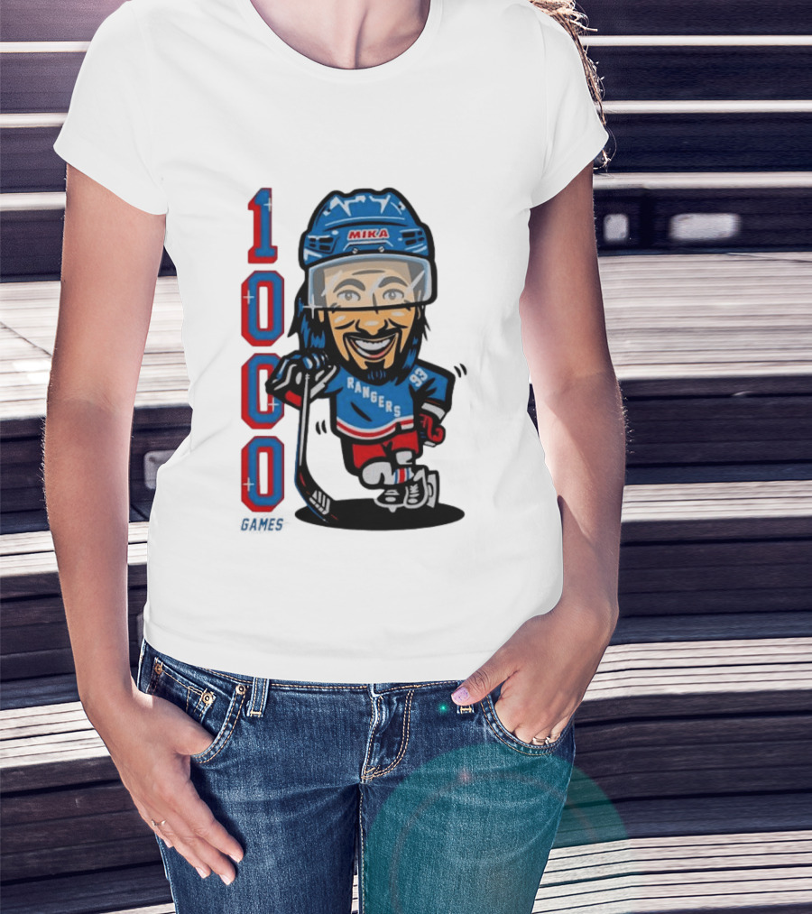 Mika Rangers 93 Hockey Player 1000 Games Celebration T-Shirt