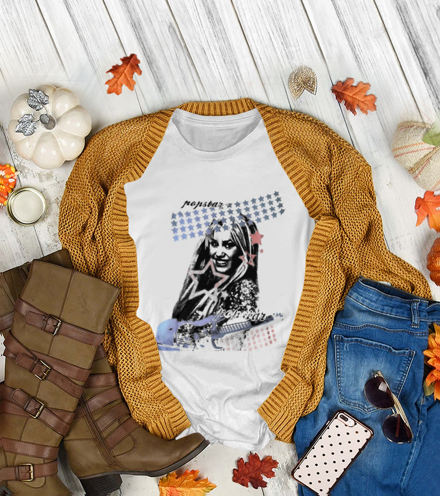 Miley Cyrus Hannah Montana Stars Guitar American Flag T-Shirt