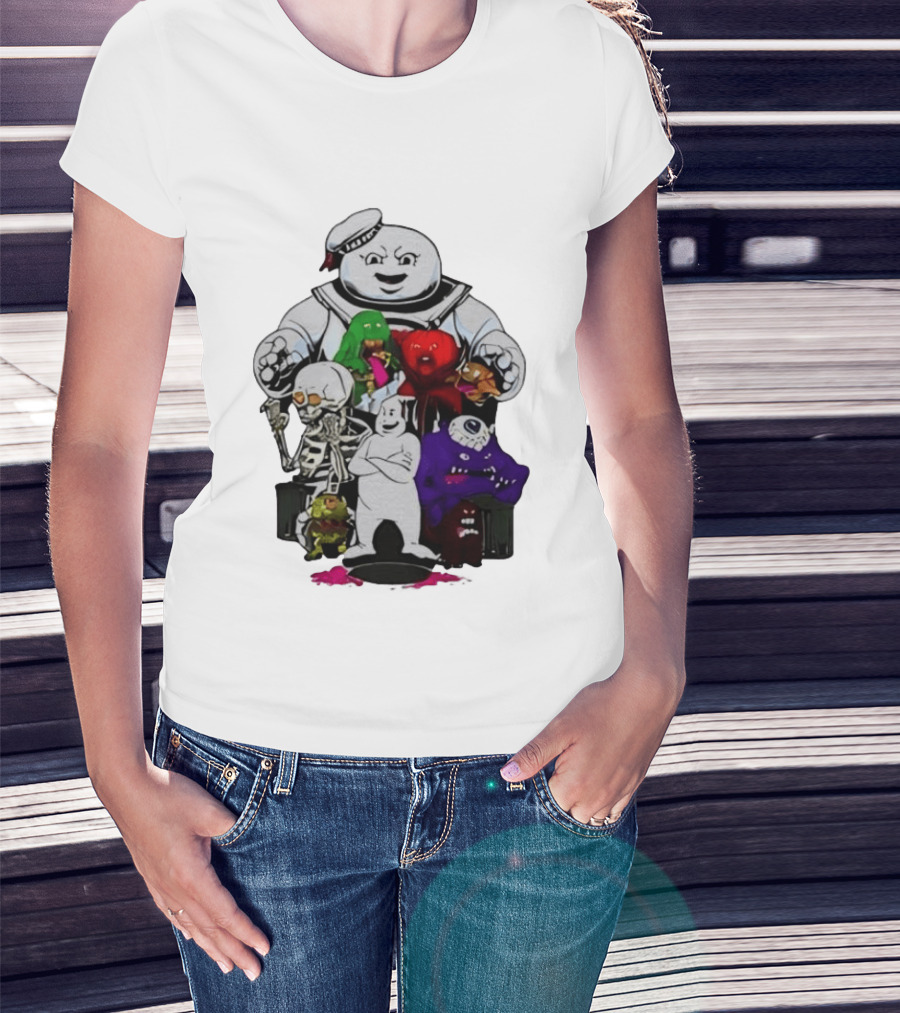 Stay Puft Marshmallow Man Ghostbusters Monster Group Characters T-Shirt