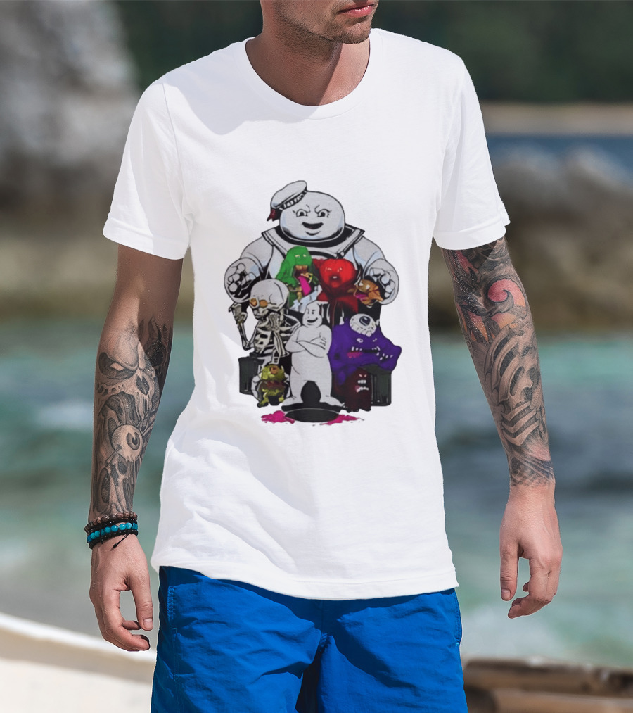 Stay Puft Marshmallow Man Ghostbusters Monster Group Characters T-Shirt