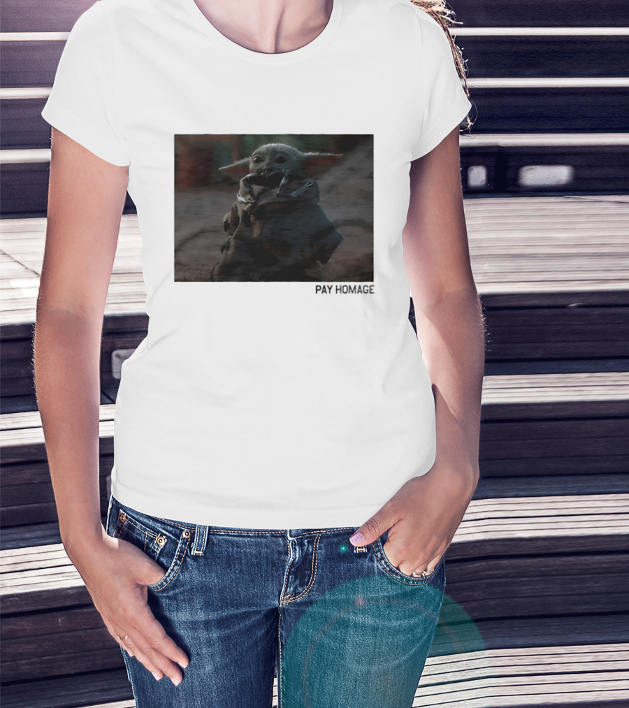 Pay Homage Grogu The Mandalorian Star Wars Iconic Baby Yoda T-Shirt