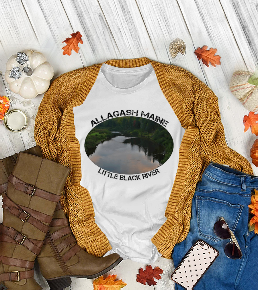 Allagash Maine Little Black River Scenic Photography Oval Frame Landscape T-Shirt