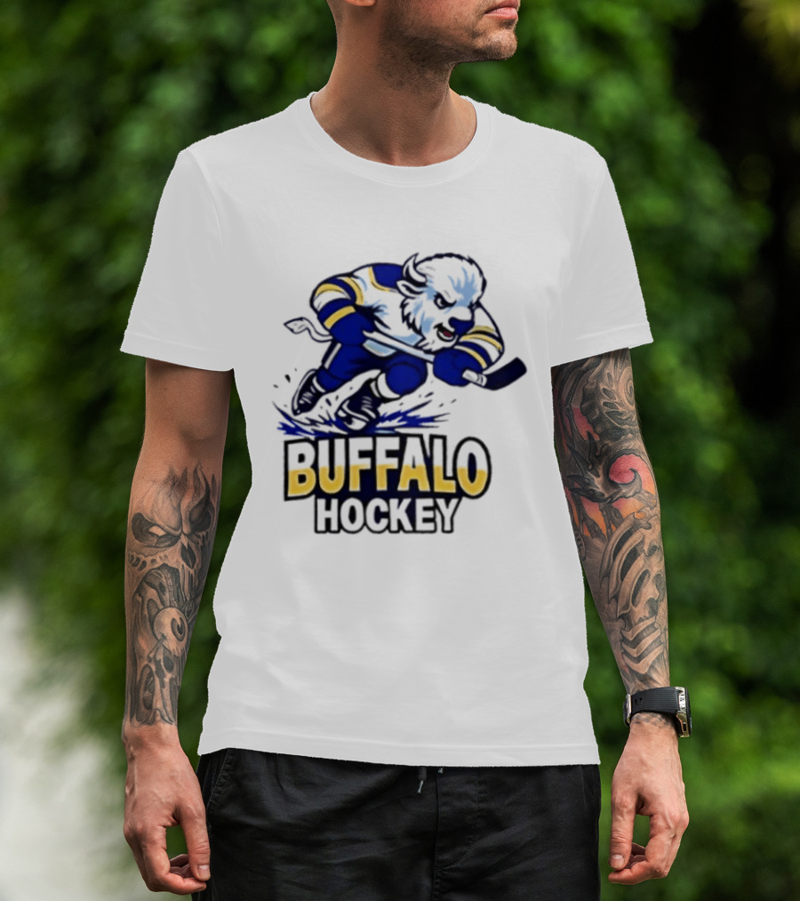Buffalo Hockey Charging Bison Dynamic Action Sports Team Gear T-Shirt