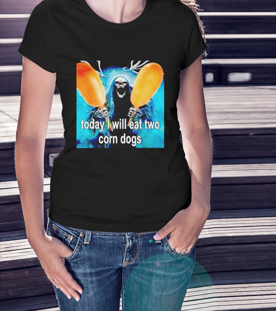 Grim Reaper Eating Two Corn Dogs Paranormal Humor Today I Will Eat T-Shirt